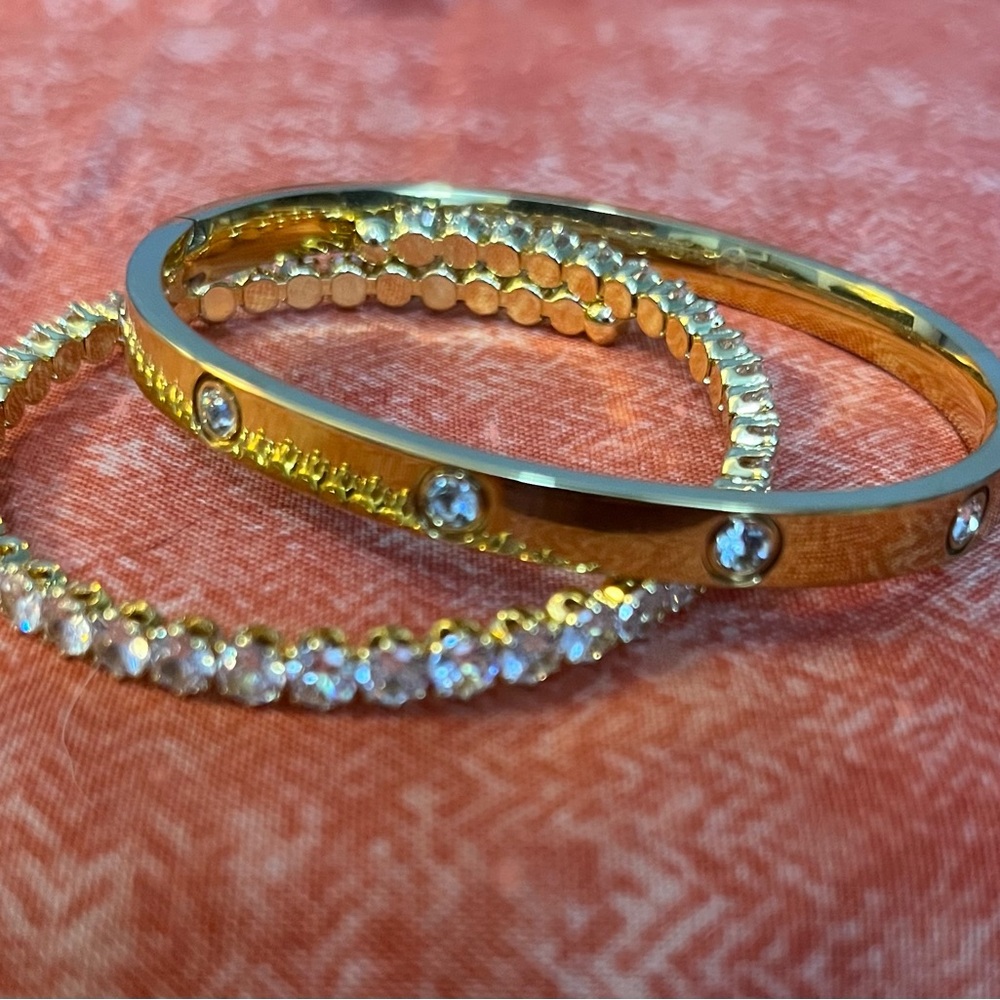 Elegant Gold  AAA CZ Bangle Set - Gorgeous!!